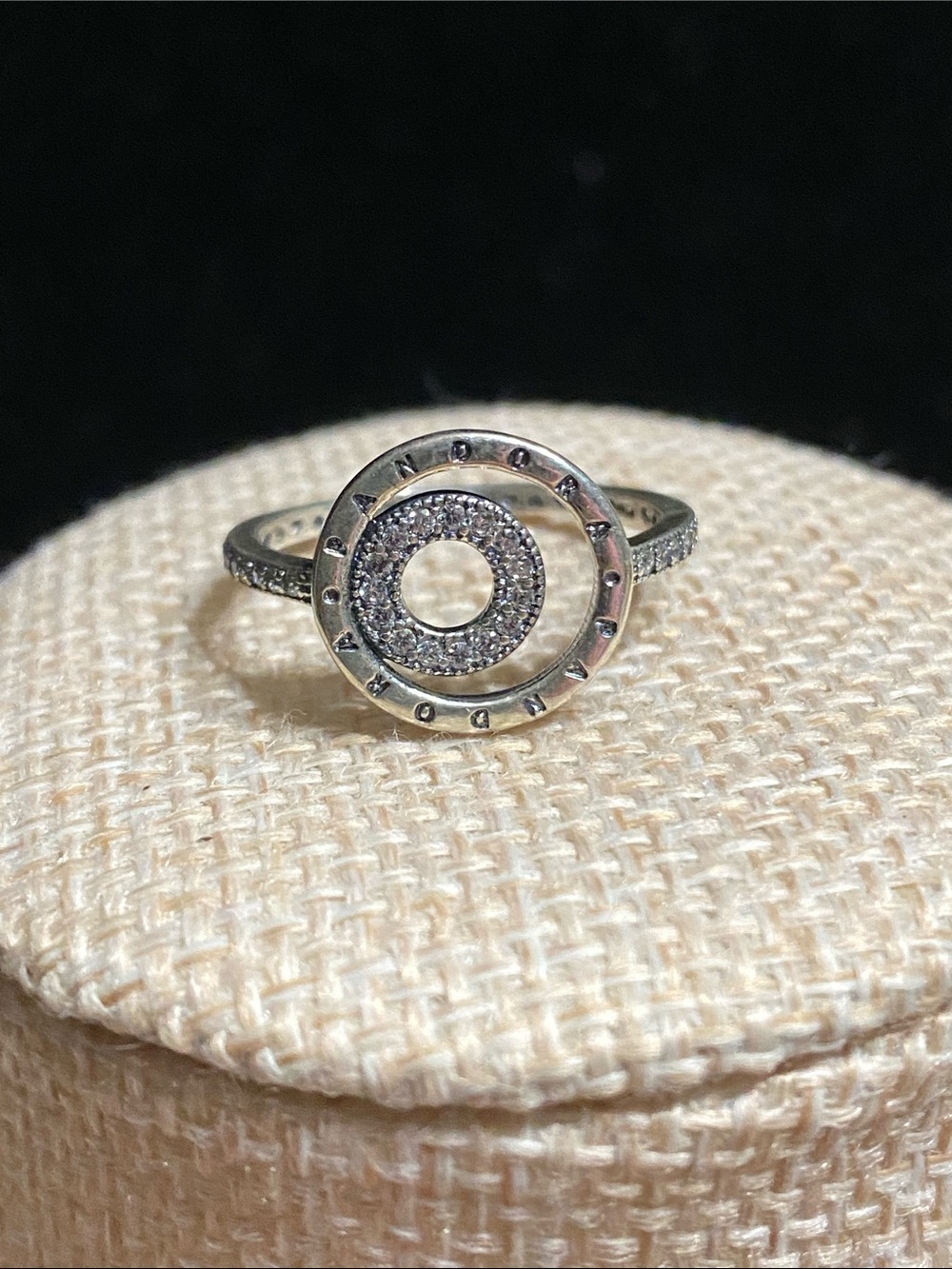 Pandora Silver Pavé Circle Logo Ring